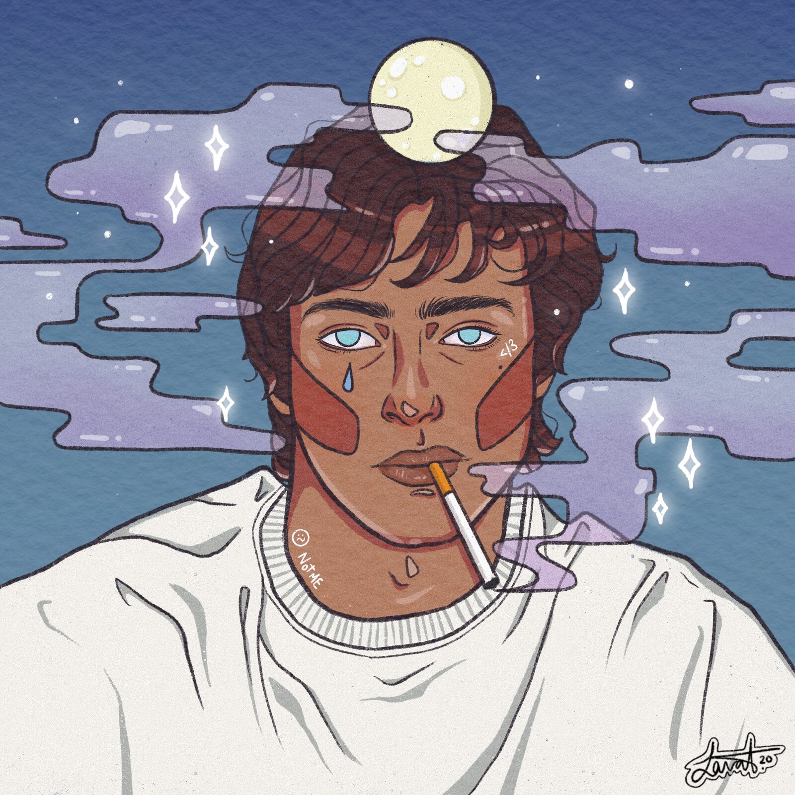 Ilustración «Chico luna», personaje con temática lunar