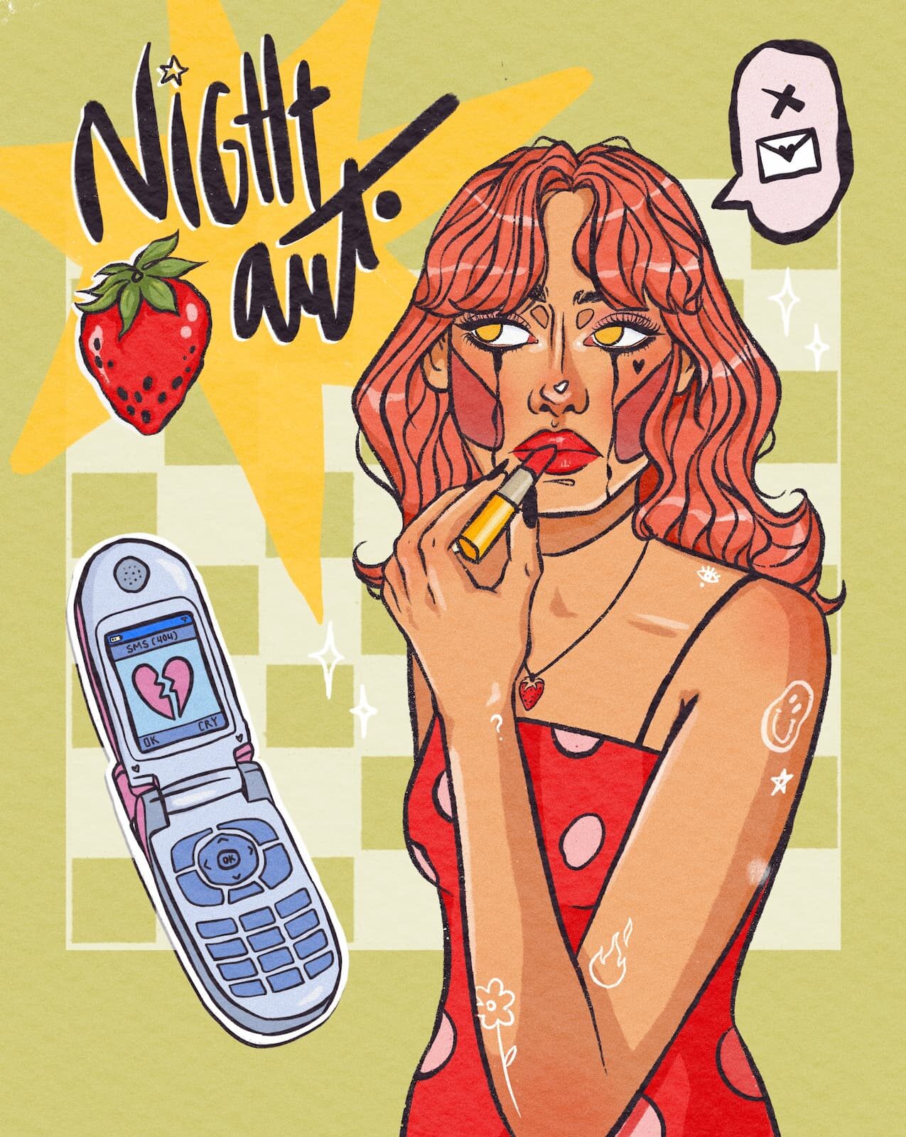 Ilustración «Night out», escena de noche de fiesta