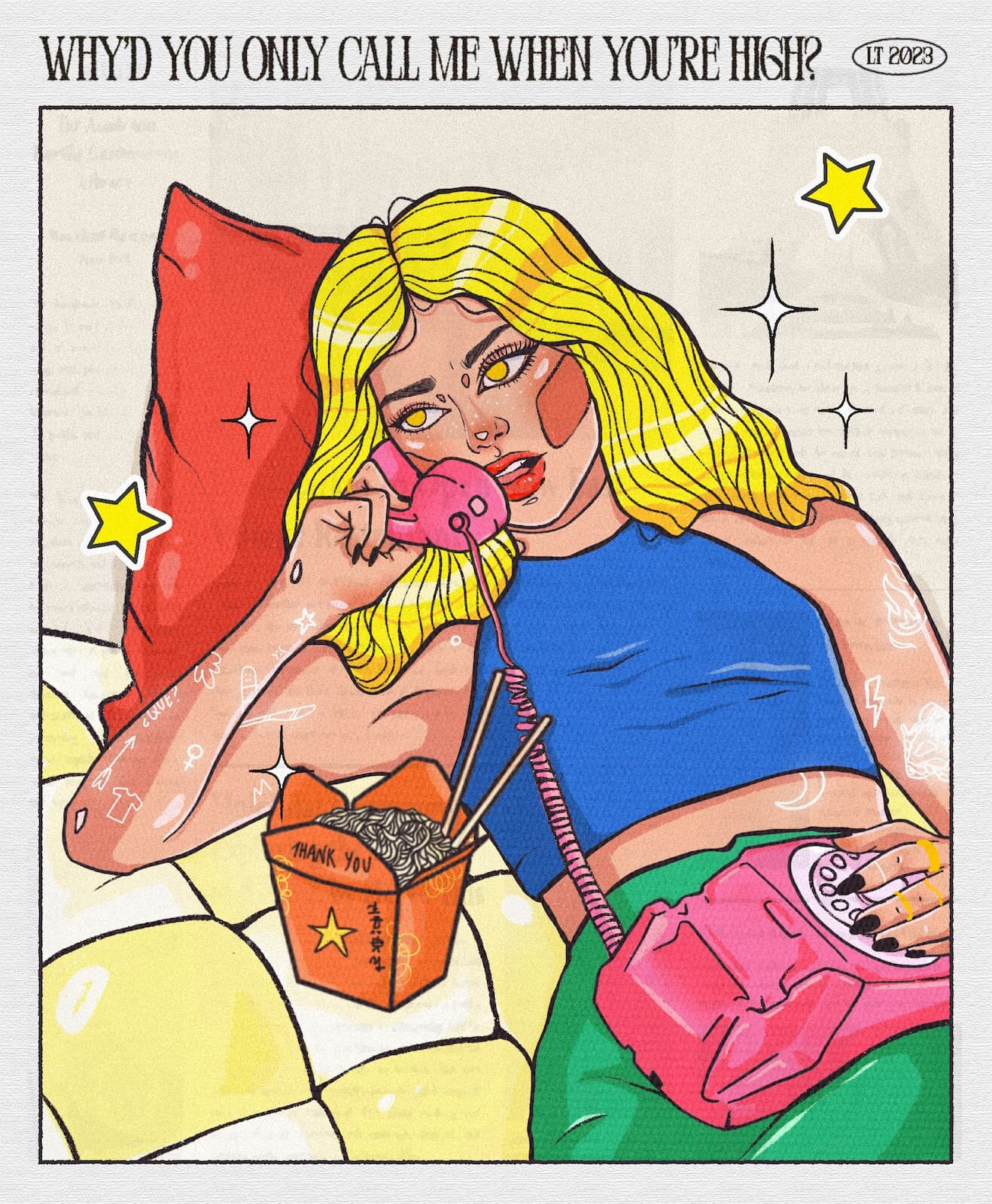 Ilustración «Why call when high»